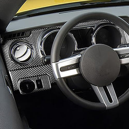 Real Carbon Fiber Car Instrument Cluster Panel Central Console Cover Trim Stickers Compatible with Ford Mustang GT Shelby 2005 2006 2007 2008 2009 6PCS - color: Console Kit-black