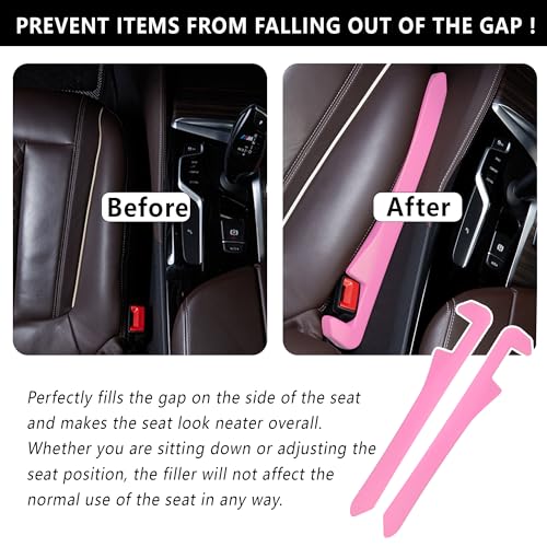 Junecarp Car Seat Gap Filler 2 Pack,Car Gap Filler Organizer to Impede Items from Dropping,Essential Interior Car Accessories Seat Gap Plug (Pink) - color: Pink/2pcs