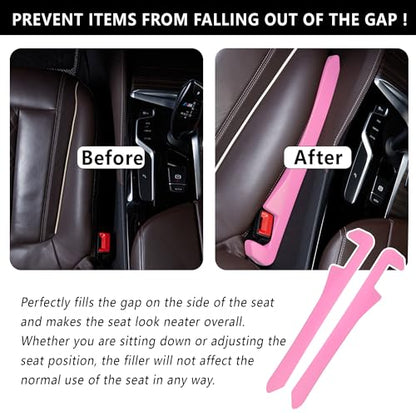 Junecarp Car Seat Gap Filler 2 Pack,Car Gap Filler Organizer to Impede Items from Dropping,Essential Interior Car Accessories Seat Gap Plug (Pink) - color: Pink/2pcs