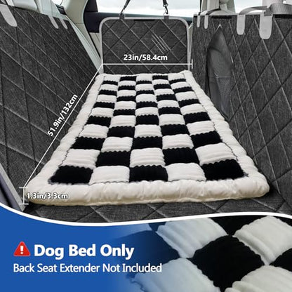 Thickened Dog Bed for Car Back Seat, Upgraded Bottom Non-Slip, Fits Hard Bottom car seat Cover for Dogs, Premium Mixed Color, Dog Car Seat Cover(White-Black) - color: White-Black