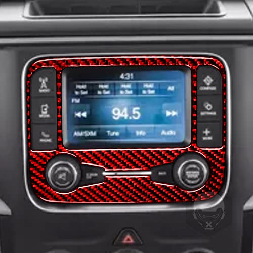 Red Carbon Fiber Color Center Dash Radio Audio Control Panel Cover Navigation Frame Trim Compatible with Dodge Ram 1500/2500/3500 2013 2014 2015 2016 2017 2018, Style B - color: Red 18