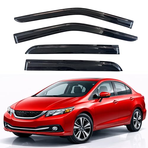 KPY Rain Guards Fit for 2012-2015 Honda Civic, Out-Channel Window Visors Vent Wind Deflectors 4PC, Car Accessories for 12-15 Civic (Sedan Only) - size: 2012-2015 Civic