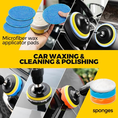 Holikme 22Pack Drill Brush Attachments Set, Scrub Pads & Sponge, Buffing Pads, Power Scrubber Brush, Car Polishing Pad Kit,Wax Applicator Pad,Car Cleaning Kit,Cleaning Supplies,Masonry Brushes(Blue) - color: Blue