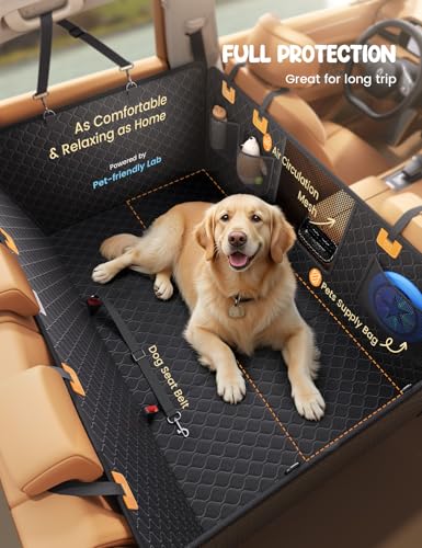 Lamicall Dog Car Seat Cover for Back Seat - [Upgraded Anti-Ripped] Back Seat Extender for Dogs Hard Bottom, Waterproof Dog Hammock for Car with Mesh Window, Pet Backseat Protector SUV & Small Truck XL - size: For Full Size Truck /Full Size SUV
