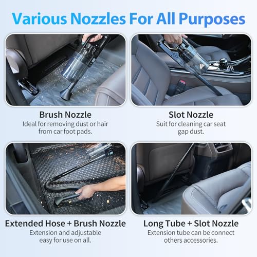 Car Cleaning Kit, Car Detailing Kit with Car Vacuum 8000PA High Suction, Car Interior Cleaning Supplies with Detailing Brushes, Windshield Cleaner Tool, Car Accessories for Men & Women