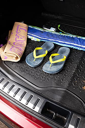 Zento Deals Heavy Duty Cargo Floor Mat – Odorless All Weather Trunk Protection - Trimmable Trunk Liner to Fit Most Vehicles Car Truck Van SUV - Premium Quality Black Rubber Trunk Mat – 44’’ x 54.3’’