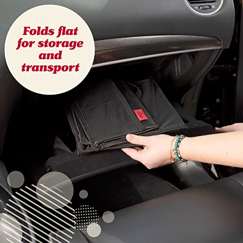 Lusso Gear Car Seat Organizer - Built-In Car Cup Holders & Mesh Pockets - Foldable Back Seat Organizer with Handles - Kids Road Trip Essentials - 9 Compartments, Black Oxford - color: Black