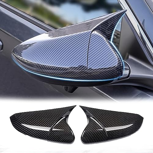 2PCS Door Side Mirror Covers Cow Horn Compatible with Honda Civic 2016-2021 10th Generation Sedan Coupe Hatchback Exterior Rear View Mirror Housing (Carbon Fiber Style) - size: Carbon Fiber Style