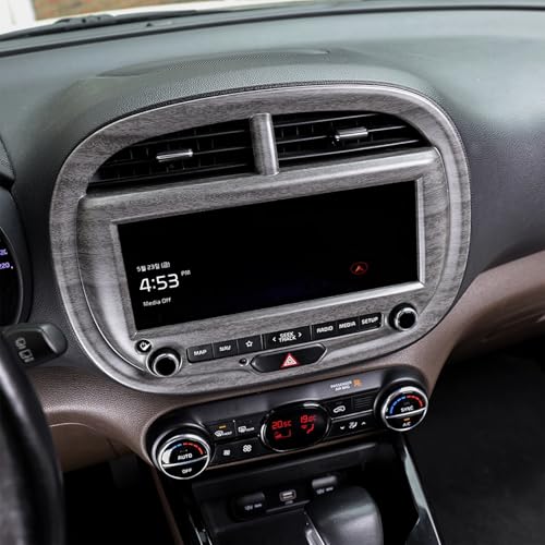 Premium Compatible with Kia Soul 2020-2025 Accessories, Dashboard Navigation Trim Cover - Scratch Protection, Dashboard Cover, Easy Snap Installation Upgrade (Wood Grain) - color: Wood Grain