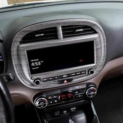 Premium Compatible with Kia Soul 2020-2025 Accessories, Dashboard Navigation Trim Cover - Scratch Protection, Dashboard Cover, Easy Snap Installation Upgrade (Wood Grain) - color: Wood Grain