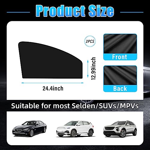 Kewucn Car Window Sun Shade, 2PCS Auto Front and Rear Windshield Curtains with Magnetic, UV Rays Protection&Sun Heat Block Car Window Covers, Universal Privacy Sunshades for Cars (Black-Front Window) - color: Black-Front Window