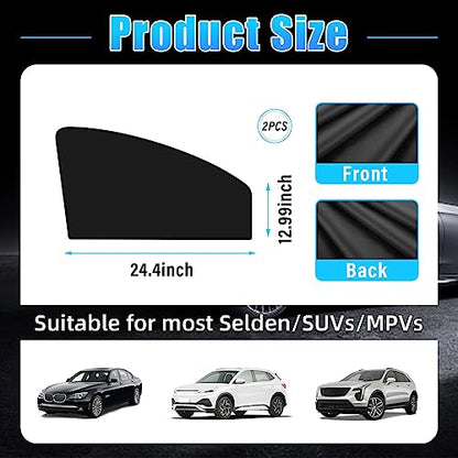 Kewucn Car Window Sun Shade, 2PCS Auto Front and Rear Windshield Curtains with Magnetic, UV Rays Protection&Sun Heat Block Car Window Covers, Universal Privacy Sunshades for Cars (Black-Front Window) - color: Black-Front Window