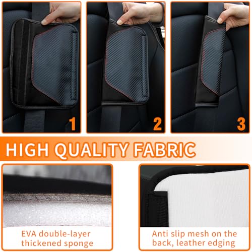 2PCS Car Seat Belt Cover, Carbon Fiber Safety Seatbelt Shoulder Strap Covers, Breathable Leather Soft Harness Pad for Car Interior Accessories (Black) - color: Black