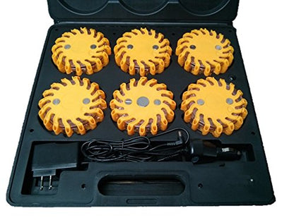 RPF16LM6 CASE OF 6 YELLOW RECHARGEABLE 9-FUNCTIONS PORTABLE 16 LED POWER FLARE POWER-MARKERS ROADSIDE EMERGENCY MAGNETIC - color: YELLOW