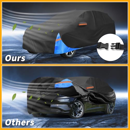 Waterproof All-Weather Universal Car Cover with Right Side Zipper, 190T Polyeste Black Blue Fits for SUV 181" to 190" Length - size: Fit for Suv Length 181" to 190"
