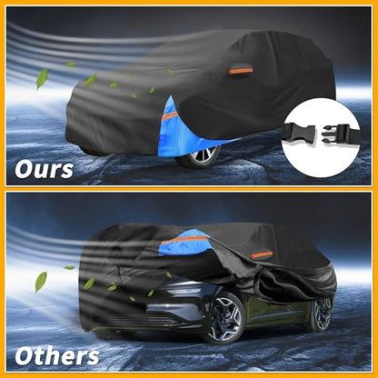 Waterproof All-Weather Universal Car Cover with Right Side Zipper, 190T Polyeste Black Blue Fits for SUV 181" to 190" Length - size: Fit for Suv Length 181" to 190"