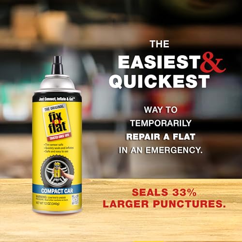 Fix-A-Flat S60410-6PK Aerosol Emergency Flat Tire Repair and Inflator, for Compact Tires, Eco-Friendly Formula, Universal Fit for All Compact Cars, 12 oz. (Pack of 6) - size: 12oz 6pk