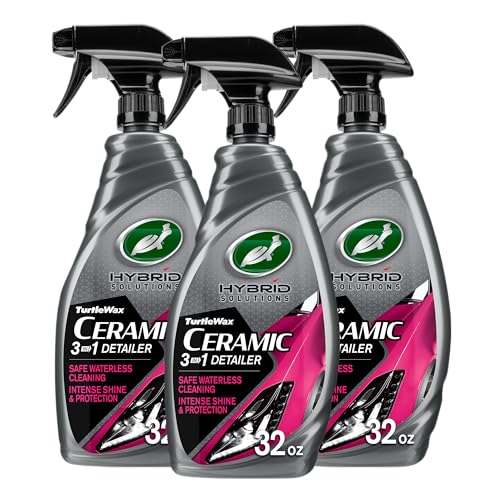 Turtle Wax Hybrid Solutions Ceramic 3-in-1 Car Detailer, Waterless Car Wash, Long-lasting HydrophobicWax Protection and High Gloss Shine, Safe For All Exterior Surfaces, 32 oz (Pack of 3) - size: 32 Fl Oz (Pack of 3)