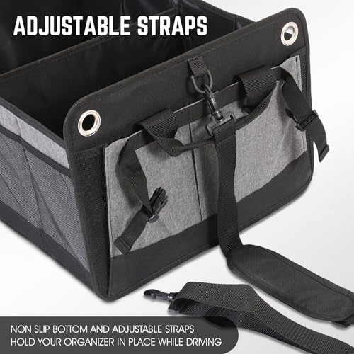 DNA Motoring Trunk Organizer for Car, 70L Large Capacity Foldable Trunk Organizer, Multi Compartment Car Trunk Organizer for Women Men, Grey, TOOLS-00420 - style: 2 Compartments 4 Pockets