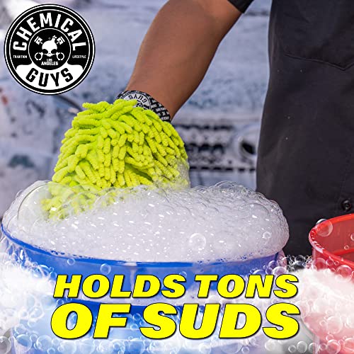 Chemical Guys, Chenille Premium Scratch-Free Microfiber Wash Mitt, Lime Green, 9.6" x 2.3" x 7" (3 Pack) - MIC49303 - size: 3 Pack