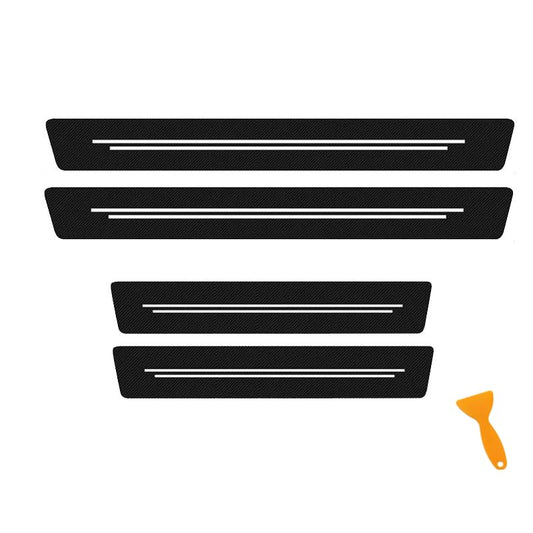 Car Door Sill Protector 4PCS Universal Door Entry Guard, Carbon Fiber Leather Anti-Scratch Threshold Stickers with Scraper, Waterproof & Wear Resistant for Most Cars (Red) (White) - color: White