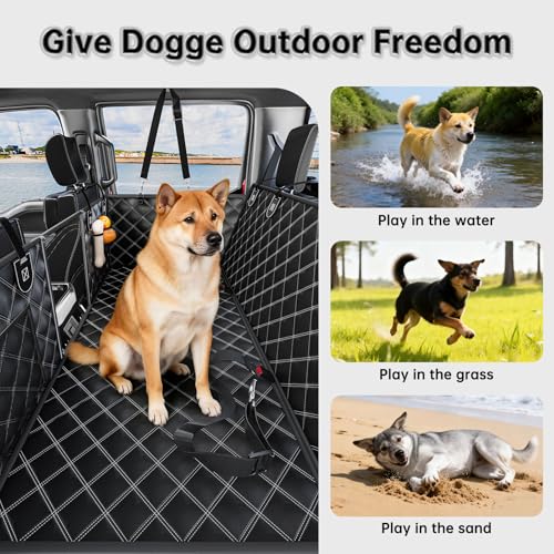 RYNVALE [2026 Upgraded] Hard Bottom Car Seat Cover for Dogs, 600lbs Heavy Duty Back Seat Extender, Waterproof Dog Car Hammock with Detachable Mat, Fits Full Size SUV & Trucks, 2-4 Large Dogs, XL - size: X-Large
