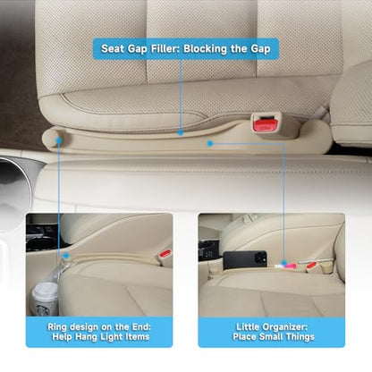 Givifive Car Seat Gap Filler Set of 2, Soft Foam Multifunctional Seat Side Gap Filler with Organizer & Hook Function, 3in1 Gap Stopper Universal Fit Car SUV Truck Fill The Gap Between Seat & Console - color: Beige, size: Most Cars – Standard