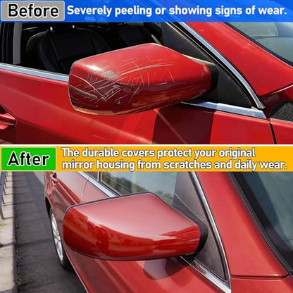 Moonlinks Mirror Cover Replacement Compatible With Nissan Altima 2.5L 2007 2008 2009 2010 2011 2012, Red Right Passenger Side Clip-on Mirror Cap WITHOUT Turn Signal, Replace for 96301-JB13E(Red) - color: Right Red