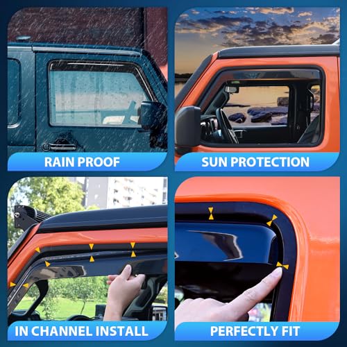 Nilight in Channel Rain Guards for Ram 1500 2009 2010 2011 2012 2013 2014 2015 2016 2017 2018 Crew Cab, 2019-2023 Ram 1500 Classic Body, Original Window Deflectors, Vent Window Visors-4PCS - size: Ram 1500 2009-2018 Crew Cab