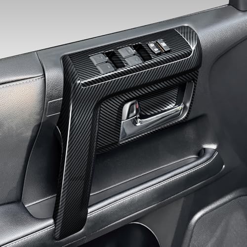 Car Window Lift Switch ABS Sticker Carbon Fiber Decal Cover Interior Trim Accessories for Toyota 4Runner SUV 2010-2025 Black - color: Window Lift Switch