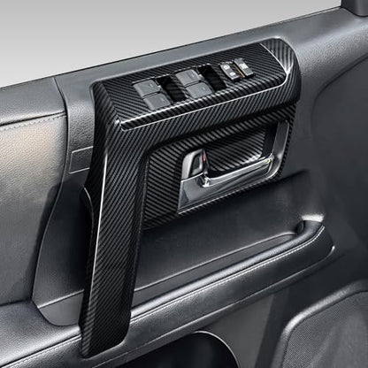 Car Window Lift Switch ABS Sticker Carbon Fiber Decal Cover Interior Trim Accessories for Toyota 4Runner SUV 2010-2025 Black - color: Window Lift Switch
