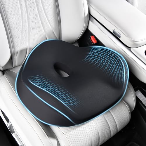 FLORICH Car Seat Cushion for Driving, Memory Foam Seat Cushion for Car Office Chair, Ergonomic Office Seat Chair Cushion, Larger Car Seat Cushion for Car Trunk, Wheelchair - Black - color: B-seat Cushion-black