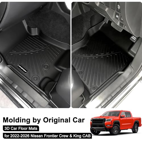 Floor Mats | Fits 2022-2025 2026 Nissan Frontier Only Fit Crew & King Cab | TPE All Weather Protection Floor Liners | Front Row Mat Accessories, 2-pc Black - size: For 2022-2026 Frontier Front Mats