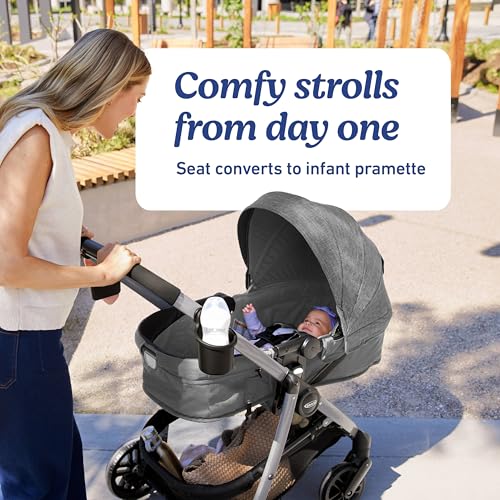 Graco® Modes Pramette Stroller, 3-in-1 Baby Stroller, 3 Modes from Infant Car Seat Carrier, Infant Pramette, to Toddler Stroller, Reversible Seat, One Hand Fold, Extra Storage, Child Tray, Pierce - color: Pierce, style: No Style Name