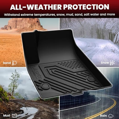 LASFIT Floor Mats & Cargo Liner with Backrest Mat for GMC Acadia 2017-2023 (Only Fit 7 Seats), All Weather TPE Custom Fit Floor Mats for Cars, 3 Rows Floor Liners Car Mats Full Set, Black - size: 2017-2023 | GMC Acadia | Only 7 Seats