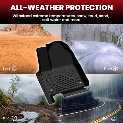 LASFIT Floor Mats & Trunk Mat for Jeep Wagoneer 2022-2025 8 Seaters (NOT for 7 Passengers/Wagoneer L/Wagoneer S) All Weather Custom Fit Car Floor Liners Black - style: Wagoneer 8 Seats 22-25