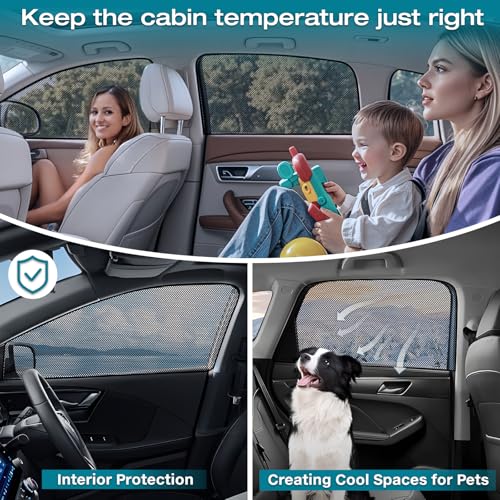 ZATOOTO Car Window Shade for Baby Car Sun Shade Side Window Breathable Mesh Sun Blocker for UV & Heat Glare Free Universal for Most Cars Easy Magnetic Installation Perfect for Camping Travel Napping - size: 6#Mesh 4pack kit
