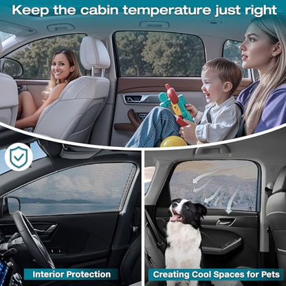 ZATOOTO Car Window Shade for Baby Car Sun Shade Side Window Breathable Mesh Sun Blocker for UV & Heat Glare Free Universal for Most Cars Easy Magnetic Installation Perfect for Camping Travel Napping - size: 6#Mesh 4pack kit