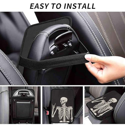 Rock Skull Auto Center Console Cover Universal Car Armrest Pad Waterproof Women Men Automotive Interior Accessories for Most Vehicle SUV - color: Rock Skull