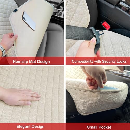BOPUOVRE Linen Car Seat Covers Front Seat Covers Breathable Cloth Fabric Car Seat Protector - Universal Fit for Cars, Vans, SUVs, Trucks - 2 Units - Beige - color: Beige