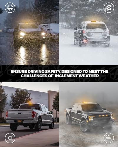 Xprite 300% Bright 108 LED Roof Top Strobe Light, US Flag Pattern Emergency Safety Warning Mini LED Strobe Lightbar w/Magnetic Base for 12-24V Construction Vehicles, Trucks, Snow Plows, Amber - color: Amber