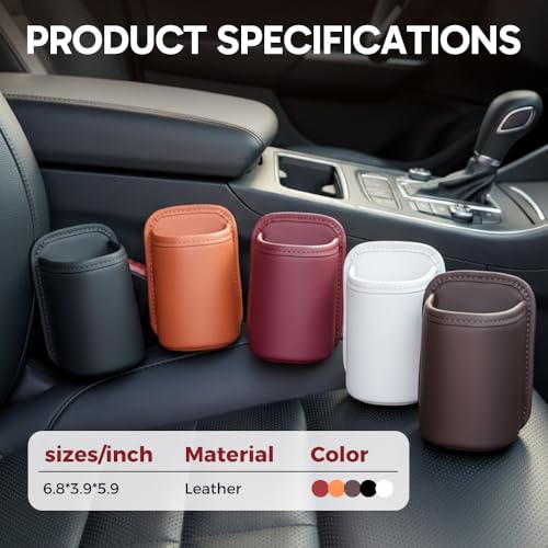 Universal Leather Car Door Cup Holder Trash Can, Leakproof Car Trash Bin,Multifunctional Back Seat Car Organizer for Hold Phones, Snacks, Drinks (Red) - color: Red