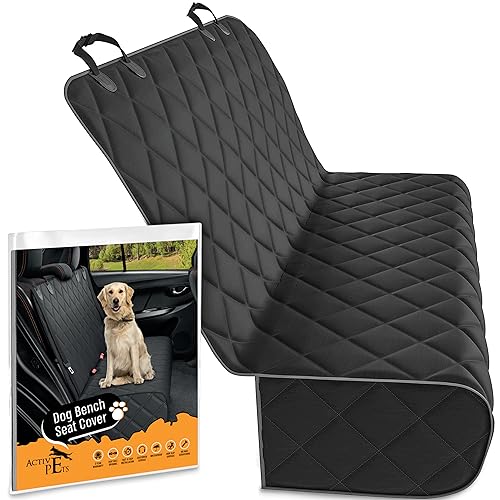 Active Pets Black Car Rear Seat Cover for Dogs, Durable Waterproof & Scratch Resistant Vehicle Backseat Protector, Nonslip Dog Accessory & Pet Protection for Back Seats, Machine Washable - color: Black, size: Standard