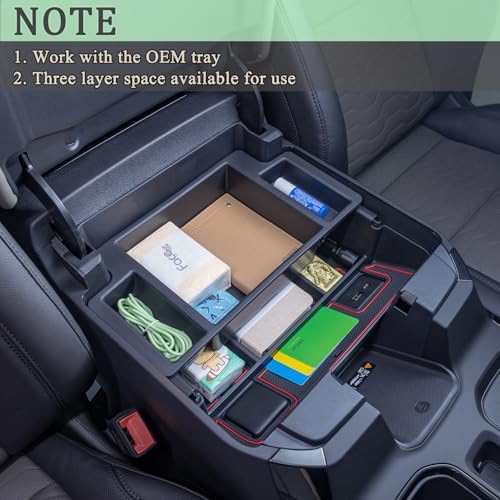PIMCAR Center Console Organizer for 23-26 Chevy Silverado/GMC Sierra 1500, 2024-2026 Silverado/Sierra 2500HD 3500HD, 22-26 Silverado/Sierra 1500 Refreshed Models (Full Console w/Bucket Seats ONLY) - color: 22-26 1500 Refreshed & 24-26 2500HD/3500HD Red