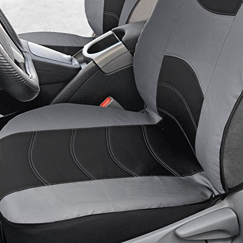 BDK Soft & Smooth Leatherette Sideless Front Car Seat Covers Fit for Car SUV Van (Black & Gray)- Easy Installation Cover - color: Black & Slate Gray