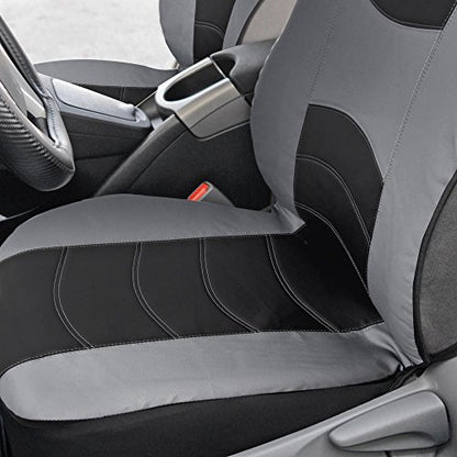 BDK Soft & Smooth Leatherette Sideless Front Car Seat Covers Fit for Car SUV Van (Black & Gray)- Easy Installation Cover - color: Black & Slate Gray