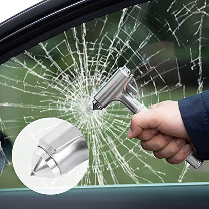 MOTORBUDDY Car Safety Hammer, Fireproof Metal Emergency Escape Hammer with Hard Alloy Head Window Breaker and Seat Belt Cutter, Aluminium Alloy Emergency Escape Tool for Car Accidents - color: Silver