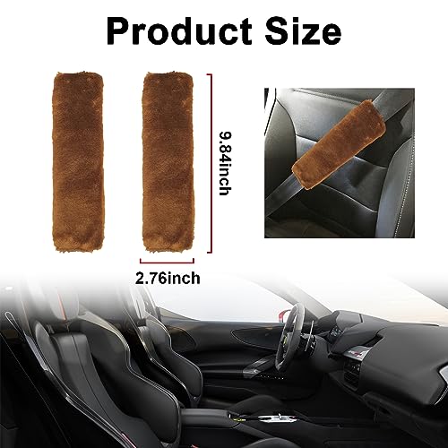 Ziciner 2 Packs Car Seatbelt Covers Shoulder Pad, Universal Soft Faux Sheepskin Shoulder Cover for Comfortable Driving, Fluffy Seat Belt Protector Help to Protect Your Neck and Shoulder (Brown) - color: Brown