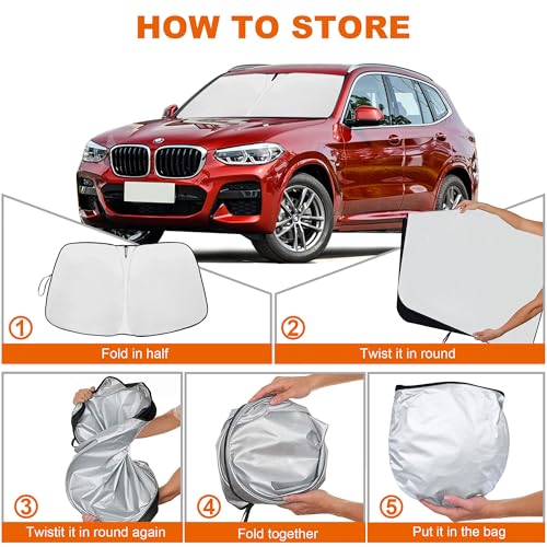 2026 Upgrade Front Windshield Sunshade fit for BMW X3 2018-2026 Reflector Foldable Car Shade Automotive Windshield Sunshades for BMW X3 Windshield Sun Shade |Keeps Your Vehicle Cool| - size: Fit for BMW X3 2018-2023