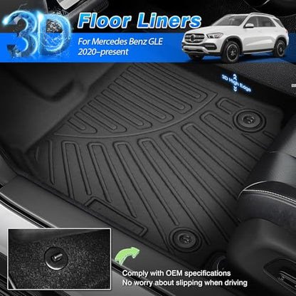 GLE350 Floor Mats - Fit for Mercedes Benz GLE 2020-2025 2026 (No for Coupe/AMG), All Weather Floor Mats & Cargo Liner for GLE350/GLE450 Accessories, Heavy Duty Waterproof - size: 4)Mercedes GLE/GLE 350/GLE 450【20-25】